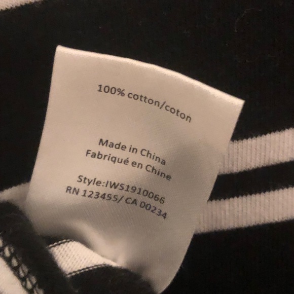 IMNYC Classy Black 3/4 Sleeve 100% Cotton Top with White Stripes - Picture 3 of 4